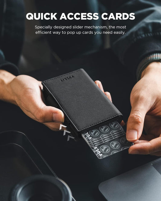 Card Holder Leather Wallet with Air tag Holder RFID Blocking Magnetic Closure