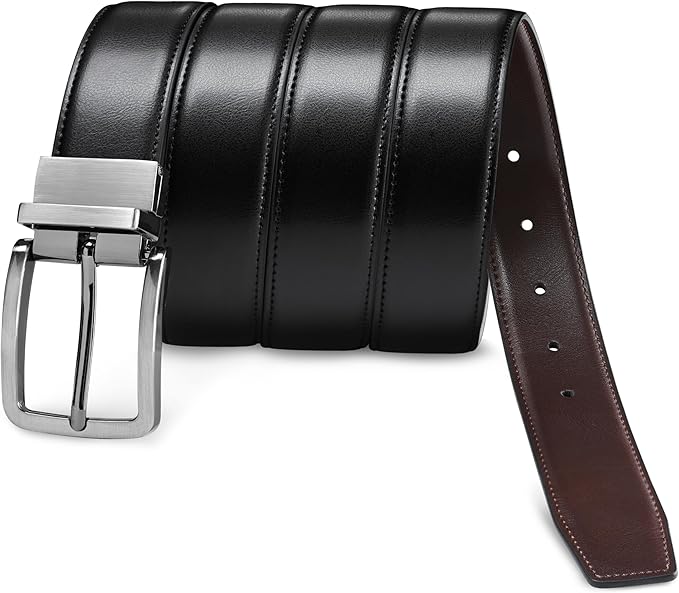 Men’s Reversible Leather Belt for Casual Golf Dress Pants