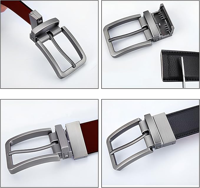 Men’s Reversible Leather Belt for Casual Golf Dress Pants